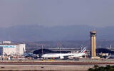 Illustrative: An Air France plane is parked at the Ben Gurion International Airport, outside of Tel Aviv, August 14, 2025. (Yossi Aloni/Flash90)