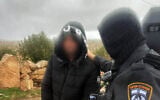 A man is arrested for allegedly impersonating an IDF soldier while robbing a jewelry store in the West Bank town of Dahariya, January 13, 2026. (Police Spokesperson's Unit)