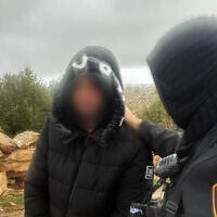 A man is arrested for allegedly impersonating an IDF soldier while robbing a jewelry store in the West Bank town of Dahariya, January 13, 2025. (Police Spokesperson's Unit)