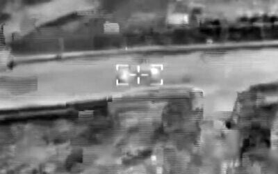 A screenshot of a video showing an IDF airstrike targeting a Hezbollah operative in the southern Lebanese town of Seddiqine on January 30, 2026. (Screenshot/Israel Defense Forces)