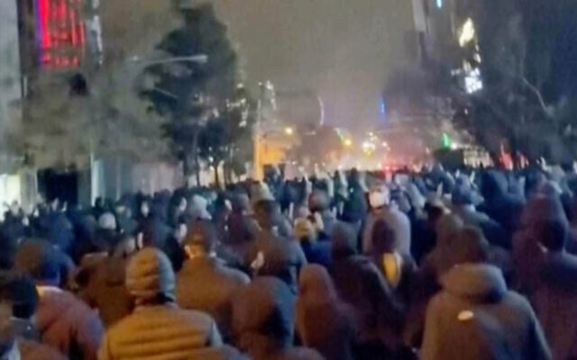 In this frame grab from footage circulating on social media from Iran, protesters once again take to the streets of Tehran despite an intensifying crackdown as the Islamic Republic remains cut off from the rest of the world in Tehran, Iran, January 10, 2026. (UGC via AP) In this frame grab from footage circulating on social media from Iran, protesters once again take to the streets of Tehran despite an intensifying crackdown as the Islamic Republic remains cut off from the rest of the world in Tehran, Iran, January 10, 2026. (UGC via AP)