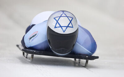 Jared Firestone of Israel competes during the men's skeleton race heats at the 2025 IBSF World Championships at Mt Van Hoevenberg on March 6, 2025, in Lake Placid, New York. (Al Bello/Getty Images/AFP)