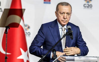 Turkey's President Recep Tayyip Erdogan at a press conference after the conclusion of the G20 Leaders' Summit at the Nasrec Expo Centre in Johannesburg, South Africa, November 23, 2025. (Marco Longari / AFP)