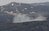 Smoke billows after Israeli planes targeted Hezbollah in the Rihan Heights in the southern Lebanese district of Jezzine, on January 2, 2026. (Rabih Daher/AFP)