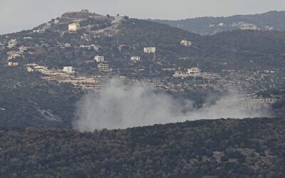 Smoke billows after Israeli planes targeted Hezbollah in the Rihan Heights in the southern Lebanese district of Jezzine, on January 2, 2026. (Rabih Daher/AFP)