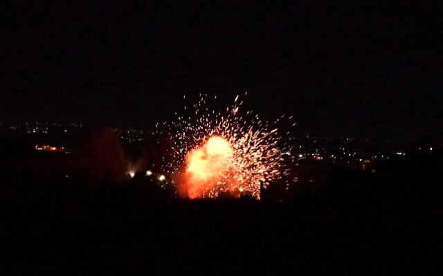 This image grab from an AFPTV footage taken on January 5, 2026, shows an Israeli strike on the village of Annan, in southern Lebanon. The Israeli military said it was targeting the Hezbollah and Hamas terror groups. (AFPTV / AFP)