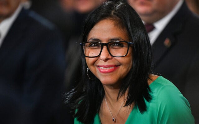 Venezuela's interim president Delcy Rodriguez smiles after a session of the National Assembly in Caracas on January 5, 2026. (Federico PARRA / AFP)