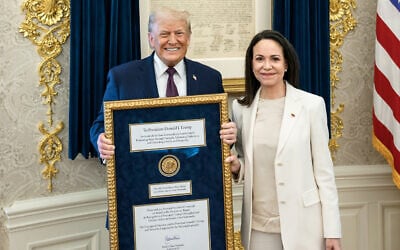 President Donald Trump meets with Venezuelan opposition leader Maria Corina Machado in the Oval Office, on January 15, 2026, in Washington, D.C.   (Daniel Torok/The White House via Getty Images/AFP)