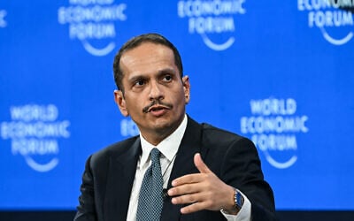 Qatar's Prime Minister and Minister for Foreign Affairs Sheikh Mohammed bin Abdulrahman Al-Thani speaks during the World Economic Forum annual meeting in Davos on January 20, 2026. (Fabrice COFFRINI / AFP) Qatar's Prime Minister and Minister for Foreign Affairs Sheikh Mohammed bin Abdulrahman Al-Thani speaks during the World Economic Forum annual meeting in Davos on January 20, 2026. (Fabrice COFFRINI / AFP)
