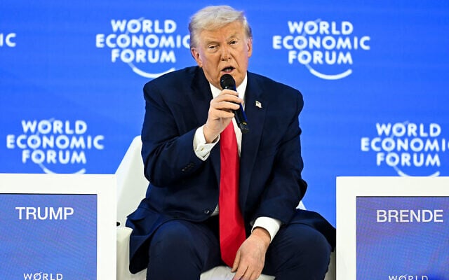US President Donald Trump speaks during the World Economic Forum (WEF) annual meeting in Davos on January 21, 2026 (Fabrice COFFRINI / AFP)