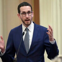 California Democratic State Sen. Scott Wiener talks during a Senate hearing in Sacramento, California, on June 28, 2018. (AP Photo/Rich Pedroncelli, File)