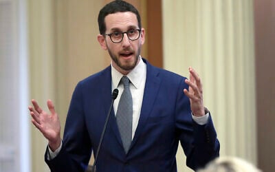 California Democratic State Sen. Scott Wiener talks during a Senate hearing in Sacramento, California, on June 28, 2018. (AP Photo/Rich Pedroncelli, File)