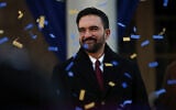 New York City Mayor Zohran Mamdani at his inauguration ceremony, in New York City, January 1, 2026. (AP/Heather Khalifa)
