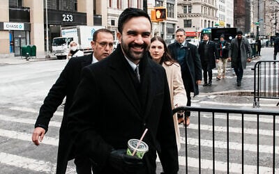 New York City Mayor Zohran Mamdani arrives at City Hall in New York, January 2, 2026. (AP/Eduardo Munoz Alvarez)