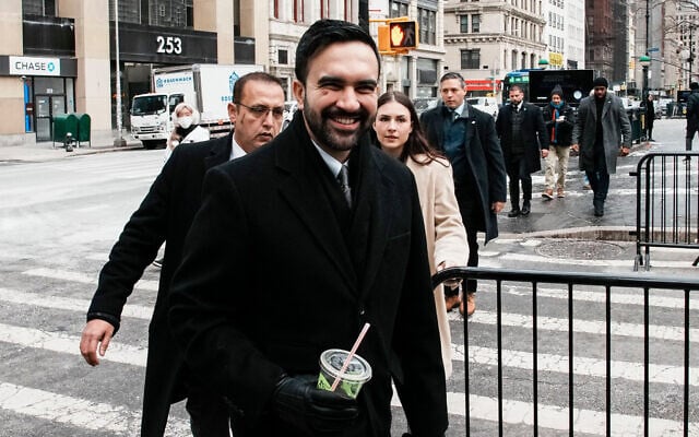 New York City Mayor Zohran Mamdani arrives at City Hall in New York, January 2, 2026. (AP/Eduardo Munoz Alvarez) New York City Mayor Zohran Mamdani arrives at City Hall in New York, January 2, 2026. (AP/Eduardo Munoz Alvarez)
