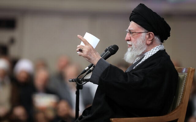 In this photo released by an official website of the office of the Iranian supreme leader, Ayatollah Ali Khamenei speaks in a meeting, in Tehran, Iran, January 3, 2026. (Office of the Iranian Supreme Leader via AP)