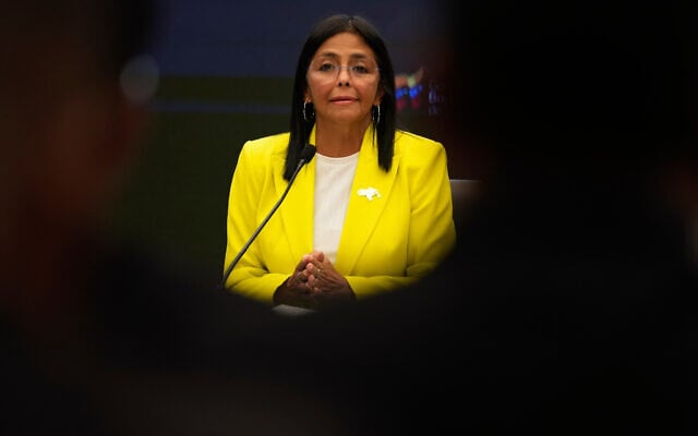 Venezuelan Vice President Delcy Rodriguez gives a press conference at the Miraflores presidential palace in Caracas, Venezuela, March 10, 2025. (AP/Ariana Cubillos, File) Venezuelan Vice President Delcy Rodriguez gives a press conference at the Miraflores presidential palace in Caracas, Venezuela, March 10, 2025. (AP/Ariana Cubillos, File)