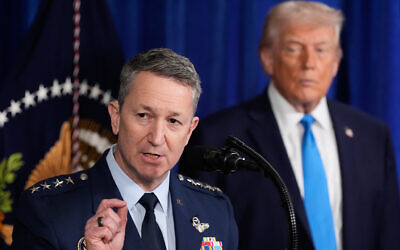 US President Donald Trump listens as Chairman of the US Joint Chiefs of Staff Gen. Dan Caine speaks at Mar-a-Lago on January 3, 2026, in Palm Beach, Florida. (AP/Alex Brandon) US President Donald Trump listens as Chairman of the US Joint Chiefs of Staff Gen. Dan Caine speaks at Mar-a-Lago on January 3, 2026, in Palm Beach, Florida. (AP/Alex Brandon)