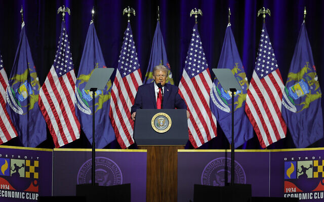 President Donald Trump speaks at the Detroit Economic Club, Jan. 13, 2026 in Detroit. (AP Photo/Ryan Sun) President Donald Trump speaks at the Detroit Economic Club, Jan. 13, 2026 in Detroit. (AP Photo/Ryan Sun)