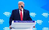 US President Donald Trump addresses the audience during the annual meeting of the World Economic Forum in Davos, Switzerland, January 21, 2026. (AP Photo/ Evan Vucci)