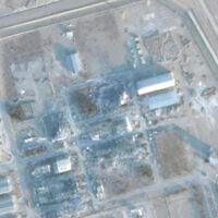 This satellite image from Planet Labs PBC shows rubble before a roof was built over it at Iran's Isfahan Nuclear Technology Center outside of Isfahan, Iran, on Dec. 7, 2025. (Planet Labs PBC via AP)
