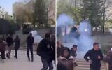 Composite of screen captures from video of clashes between Palestinian students and Israeli forces at Birzeit University in the West Bank, January 6, 2026. (X, used in accordance with Clause 27a of the Copyright Law)