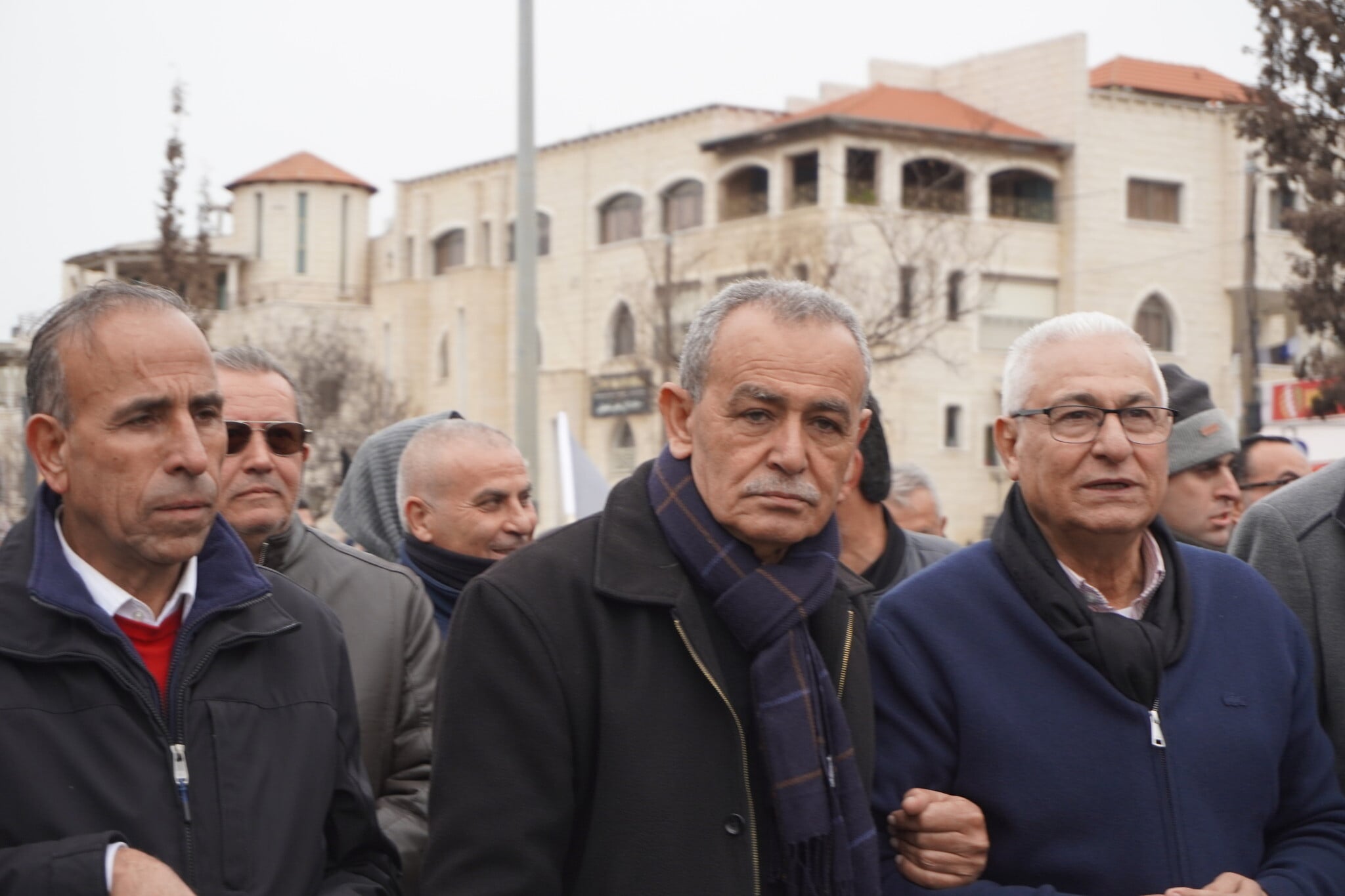 Jamal Zahalka and Mazen Ghnaim march in Sakhnin against police handling of violent crime in Arab society on January 22, 2026.