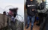 A Palestinian man suspected of spiriting a young girl over the West Bank security barrier (left) seen after being arrested by Israeli police in footage released on January 4, 2026. (Israel Police)