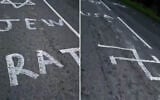 Antisemitic graffiti reading 'Rat' and 'Jew' is seen on an Ireland road, around December 31, 2025. (Screenshot via X, used in accordance with Clause 27a of the Copyright Law)