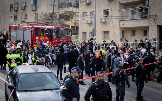 Rescue and security forces work at the scene of a mass-casualty incident at an unlicensed daycare in Jerusalem's Haredi-majority Romema neighborhood, on January 19, 2026 (Chaim Goldberg/Flash90) Rescue and security forces work at the scene of a mass-casualty incident at an unlicensed daycare in Jerusalem's Haredi-majority Romema neighborhood, on January 19, 2026 (Chaim Goldberg/Flash90)