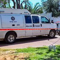 Illustrative: A police car is seen at a crime scene in Hadera on April 28, 2025. (Flash90)