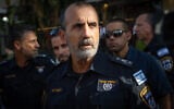 Police Commissioner Daniel Levy seen during the annual LGBTQ Pride Parade in Jerusalem, on June 5, 2025. (Yonatan Sindel/Flash90)