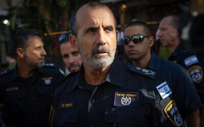 Police Commissioner Daniel Levy seen during the annual LGBTQ Pride Parade in Jerusalem, on June 5, 2025. (Yonatan Sindel/Flash90)