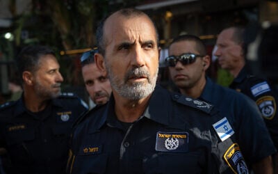 Police Chief Commissioner Daniel Levy is seen during the annual LGBTQ Pride Parade in Jerusalem, on June 5, 2025. (Yonatan Sindel/Flash90) Police Chief Commissioner Daniel Levy is seen during the annual LGBTQ Pride Parade in Jerusalem, on June 5, 2025. (Yonatan Sindel/Flash90)