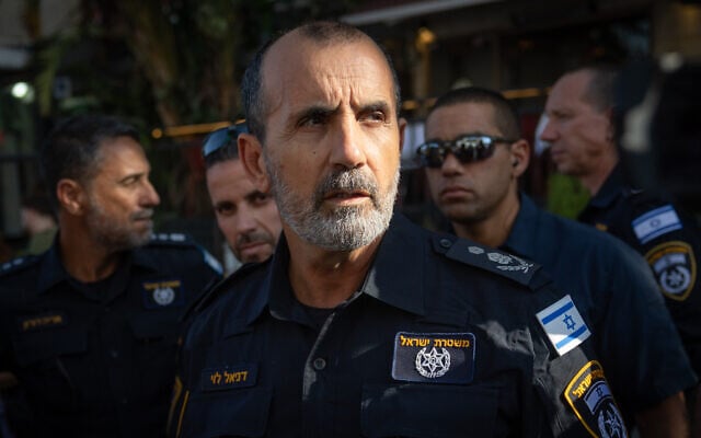 Police Chief Commissioner Daniel Levy is seen during the annual LGBTQ Pride Parade in Jerusalem, on June 5, 2025. (Yonatan Sindel/Flash90)