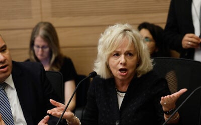 Attorney General Gali Baharav-Miara at a Constitution, Law and Justice Committee meeting at the Knesset, in on September 30, 2025. (Oren Ben Hakoon/ Flash90)