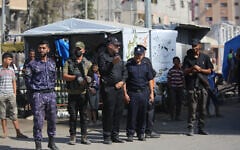 Hamas police forces deploy in Gaza City on October 11, 2025. (Ali Hassan/ Flash90)