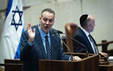 Culture Minister Miki Zohar speaks at the Knesset in Jerusalem on November 26, 2025. (Yonatan Sindel/Flash90)