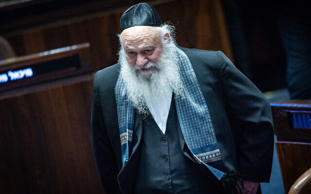 United Torah Judaism party leader Yitzhak Goldknopf attends a 40-signature debate at the Knesset plenum in Jerusalem, January 5, 2026. (Yonatan Sindel/Flash90) United Torah Judaism party leader Yitzhak Goldknopf attends a 40-signature debate at the Knesset plenum in Jerusalem, January 5, 2026. (Yonatan Sindel/Flash90)