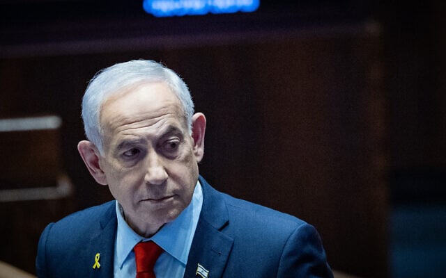 Prime Minister Benjamin Netanyahu at the Knesset in Jerusalem, on January 5, 2026 (Yonatan Sindel/Flash90)