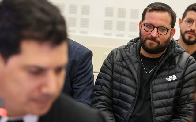 Jonatan Urich at a court hearing in the Qatargate investigation at the court in Lod, January 6, 2026. (Jonathan Shaul/Flash90)