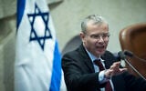 Justice Minister Yariv Levin speaks at the Knesset, in Jerusalem, January 7, 2026. (Yonatan Sindel/Flash90)