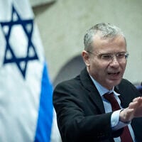 Justice Minister Yariv Levin speaks at the Knesset, in Jerusalem, January 7, 2026. (Yonatan Sindel/Flash90)