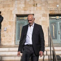 Ronel Fisher seen after his sentencing in a graft case at the Jerusalem District Court, January 13, 2026. (Chaim Goldberg/Flash90)