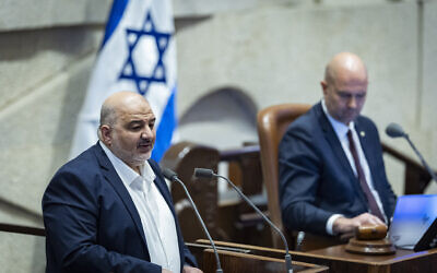 Ra'am MK Mansour Abbas speaks during a 40 signatures debate at the Knesset in Jerusalem, January 19, 2026. (Chaim Goldberg/Flash90) Ra'am MK Mansour Abbas speaks during a 40 signatures debate at the Knesset in Jerusalem, January 19, 2026. (Chaim Goldberg/Flash90)