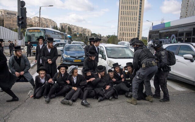 Haredi protesters in Jerusalem on January 20, 2026. (Flash90) Haredi protesters in Jerusalem on January 20, 2026. (Flash90)