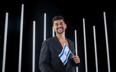 Noam Bettan, Israel's 2026 Eurovision contestant, poses for a photo in Neve Ilan, near Jerusalem, January 21, 2026. (Yael Abas Guisky/Flash90)