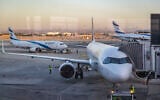 Illustrative: Airplanes at Ben Gurion Airport. February 11, 2026. (Nati Shohat/FLASH90)
