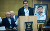 Diaspora Affairs Minister Amichai Chikli speaks at a Knesset session on antisemitism, January 26, 2026. (Yonatan Sindel/Flash90)