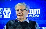 Former Supreme Court President Aharon Barak attends a conference held by the Movement for Quality Government in Tel Aviv, January 28, 2026. (Avshalom Sassoni/Flash90)